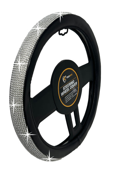 TrexNYC Rhinestone Steering Wheel Cover: Sparkling Rhinestone and Bling Steering Wheel Cover for Women, Black