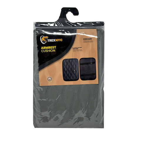 TrexNYC Armrest Cushion, Leather and Foam, Waterproof Car Armrest Cover, Protection, and Universal Interior Accessory for Car, Truck, SUV, Gray