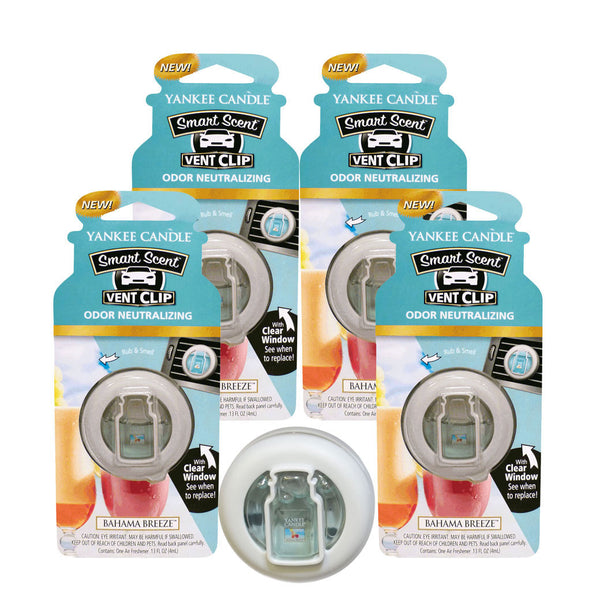 Yankee Candle Car Freshener Smart-Scent Vent Clips, 4-PACK (Bahama Breeze)