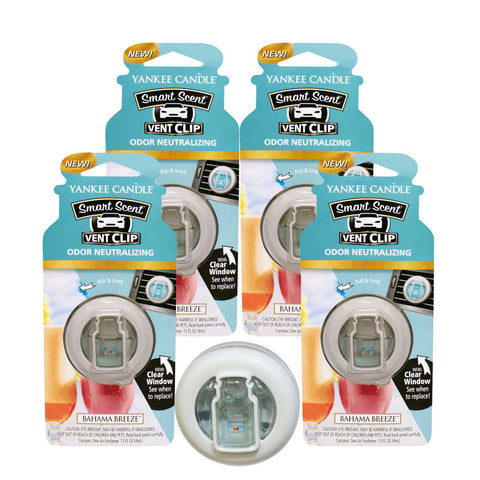 Yankee Candle Car Freshener Smart-Scent Vent Clips, 4-PACK (Bahama Breeze)