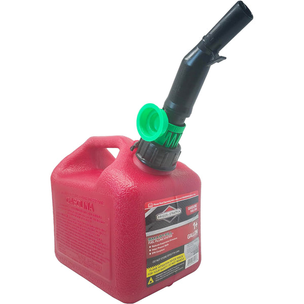 Briggs & Stratton Gas Can, 1+ Gallon Red Gas Can with Smart Fill Gas Can Spout.