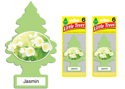 Little Trees Cardboard Hanging Car, Home & Office Air Freshener, Jasmine / Jasmin (Pack of 12)