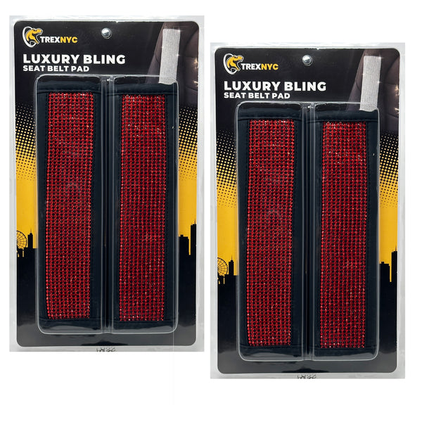 TrexNYC Seat Belt Comforter: Bling Car Accessories - Car Seat Strap Covers, Bling/Red, 2 Packs