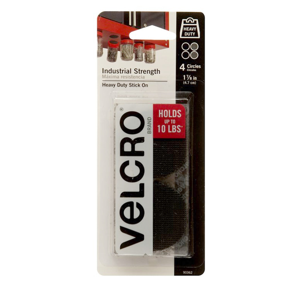 Velcro Industrial Strength Heavy Duty Stick On 1 7/8in, Circles 4 Sets