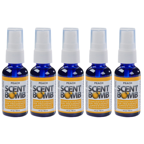 Scent Bomb Air Freshener Spray, 100 % Oil Based Concentrated Air Freshener, Air Freshener Spray for Car, Room, Bathroom and Odor Eliminator, Peach, 5 Pack