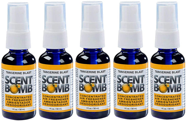 Scent Bomb Air Freshener Spray, 100 % Oil Based Concentrated Air Freshener, Air Freshener Spray for Car, Room, Bathroom and Odor Eliminator, Tangerine Blast, 5 Pack