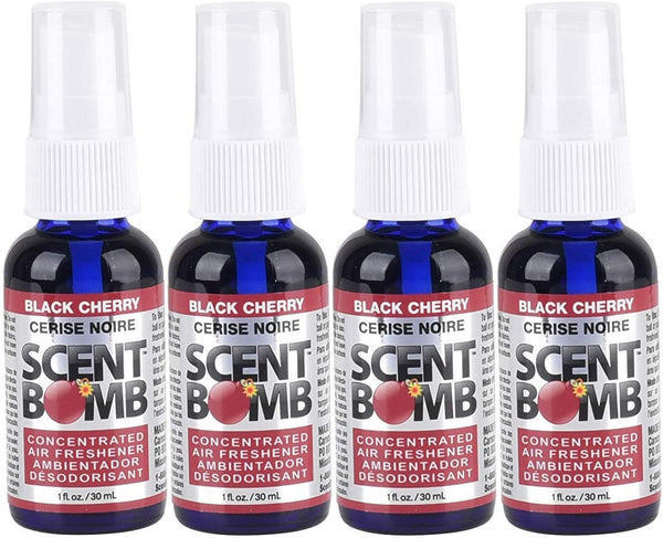 Scent Bomb Air Freshener Spray, 100 % Oil Based Concentrated Air Freshener, Air Freshener Spray for Car, Room, Bathroom and Odor Eliminator, Black Cherry, 4 Pack
