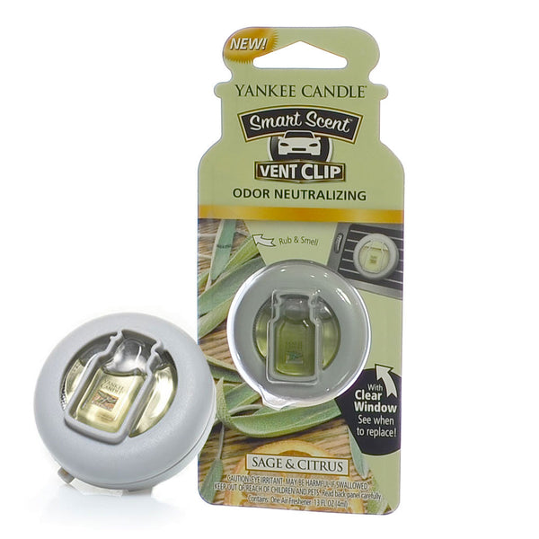 Yankee Candle Smart Scent Vent Clip Car & Home Air Freshener & Odor Eliminator, Sage & Citrus