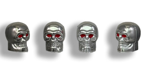 TrexNYC Tire Valve Caps, Universal Stem Covers for Cars, SUVs, Bike, Trucks, Motorcycles, Heavy-Duty and Easy-Grip Use, 4 Pieces, Silver Skull