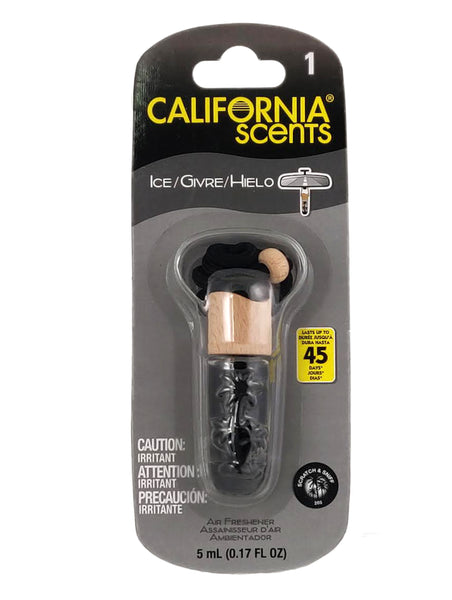 California Scent Air Fresheners Hanging Vial Necklace, Hanging Car Air Freshener & Odor Eliminator for Strong Odor, Ice Scent