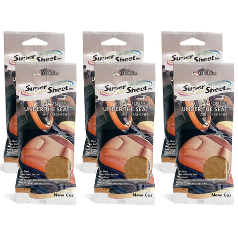 Super Sheet, Organic Under the Seat Car Air Freshener, Long Lasting Fragrance, New Car Scent, 6 Pack