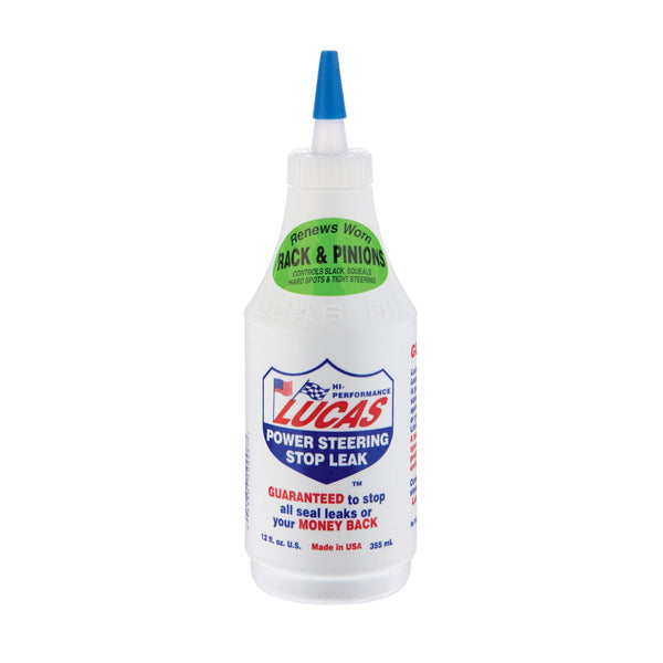 Lucas Power Steering Stop Leak Eliminate Hard Spots Controls Slack Squeals and Tight Steering 12 oz