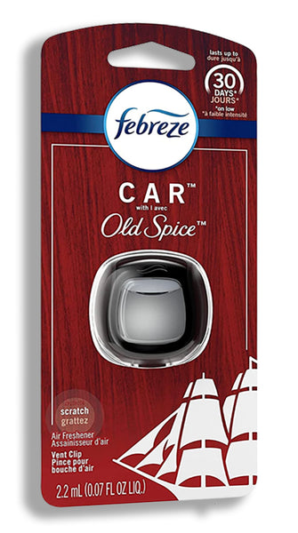Febreze Car Vent Clip Air Freshener, Odor Eliminator for Strong Odors, Up to 30 Days Freshness, Old Spice