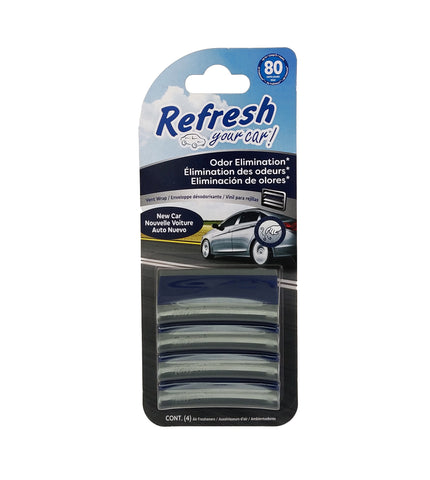 Refresh Your Car Vent Wrap Air Freshener for Auto Air Vent freshener, 4 Count of Long-Lasting Odor Eliminator Vent Wraps, New Car