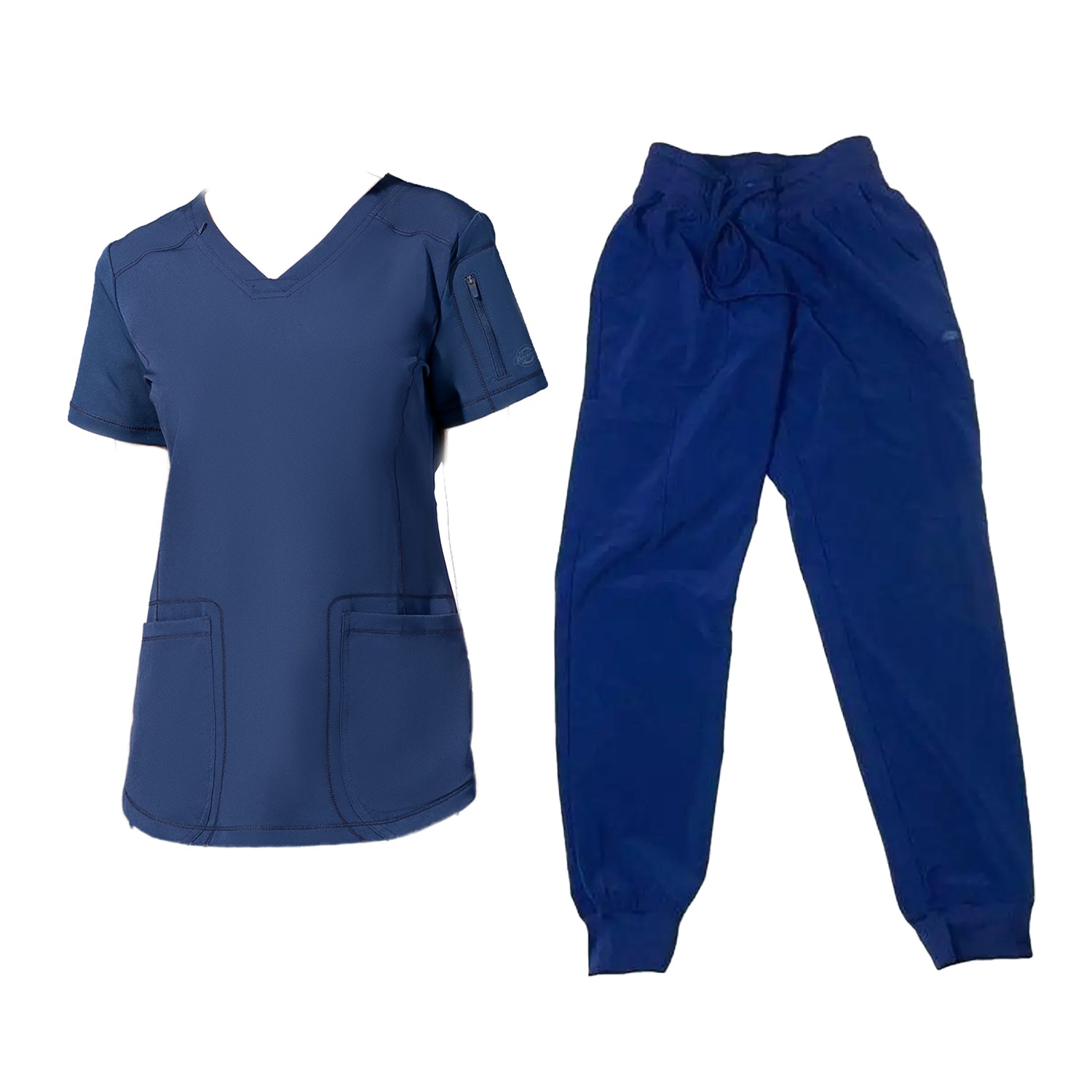Dickies Jogger Scrubs For Women Set with V-Neck Top and Drawstring Jogger Scrub  Pants, Navy, Small by GOSO Direct
