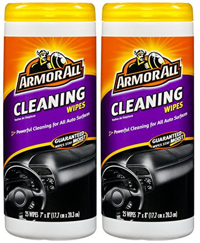 Armor All Automotive Cleaning Wipes Removes Ground-in Dirt Dust & Grime Lint-free 25 Disposable Wipes - 2 Pack