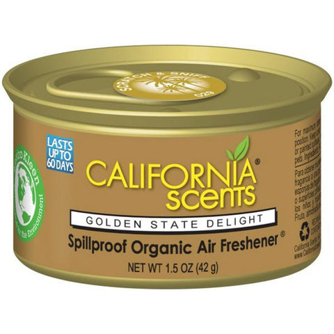 California Scents Organic Car Can Spill Proof Air Fresheners & Odor Eliminator Golden State Delight