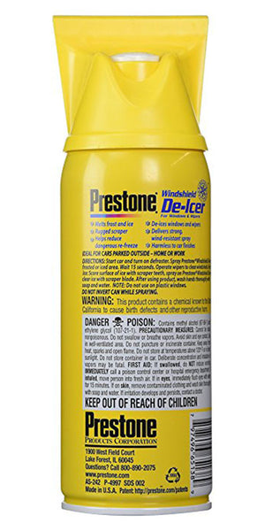Prestone Windshield De-Icer Spray, 11 oz. - Snow Spray for Windshield, Windows, and Wiper Blade Car Deicer