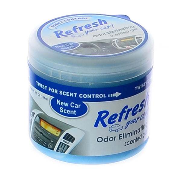 Refresh Scented Gel Air Freshener Car Home & Office Odor Eliminator 4.5oz. New Car Scent (Pack of 4)