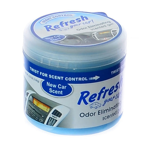 Refresh Scented Gel Air Freshener Car Home & Office Odor Eliminator 4.5oz. New Car Scent