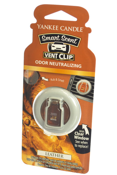 Yankee Candle Smart Scent Vent Clip Car, Home & Office Air Freshener & Odor Eliminator, Leather Scent