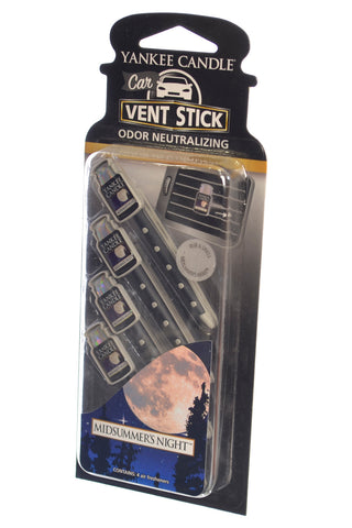 Yankee Candle Scented Vent Stick Car & Home Air Freshener & Odor Eliminator, Midsummer's Night Scent