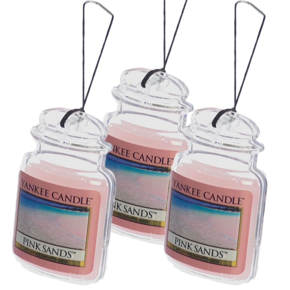 Yankee Candle Car Jar Ultimate Auto & Home Odor Neutralizing Air Freshener,  Pink Sands (Pack of 3)