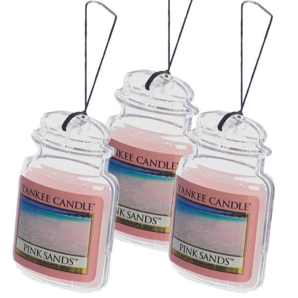 Yankee Candle Car Jar Ultimate Auto & Home Odor Neutralizing Air Freshener, Pink Sands (Pack of 3)