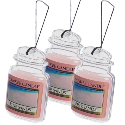 Yankee Candle Car Jar Ultimate Auto & Home Odor Neutralizing Air Freshener, Pink Sands (Pack of 3)