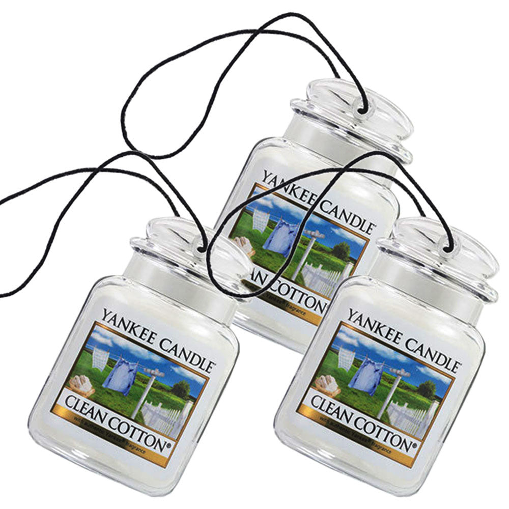 Yankee Candle Car Jar Ultimate Auto & Home Odor Neutralizing Air Freshener, Clean  Cotton (Pack of 3) by GOSO Direct