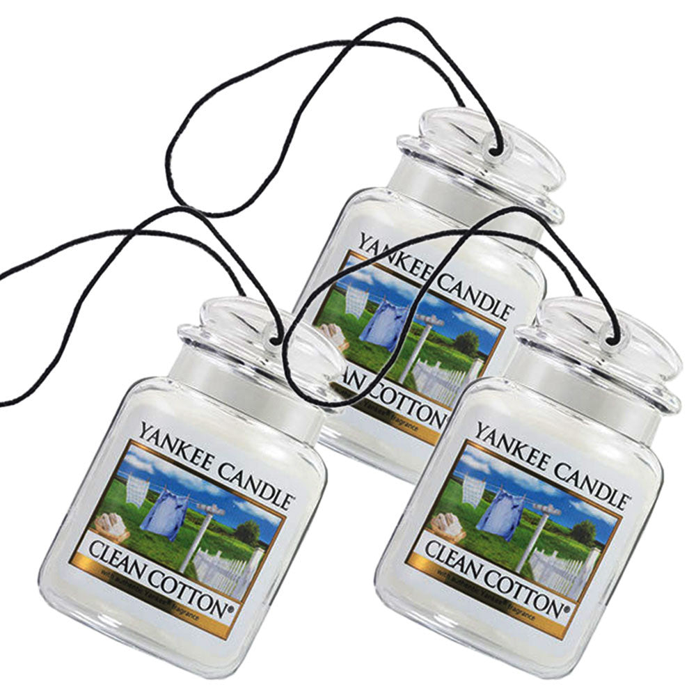 Yankee Candle Car Jar Ultimate Auto & Home Odor Neutralizing Air Freshener,  Clean Cotton (Pack of 3)