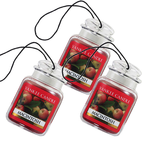 Yankee Candle Car Jar Ultimate Auto & Home Odor Neutralizing Air Freshener, Macintosh (Pack of 3)