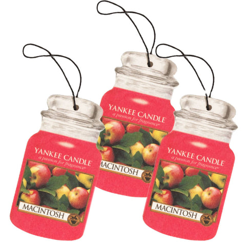 Yankee Candle Car Jar Paperboard Auto & Home Odor Neutralizing Air Freshener, Macintosh (Pack of 3)