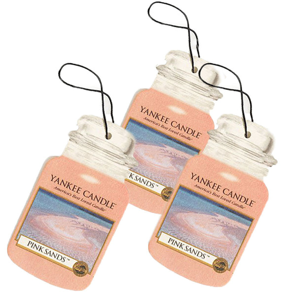 Yankee Candle Car Jar Paperboard Auto & Home Odor Neutralizing Air Freshener, Pink Sands (Pack of 3)