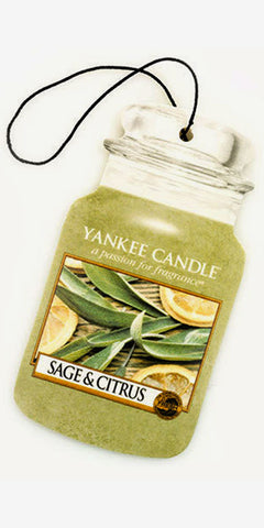 Yankee Candle Car Jar Paperboard Auto, Home & Office Odor Neutralizing Air Freshener, Sage & Citrus