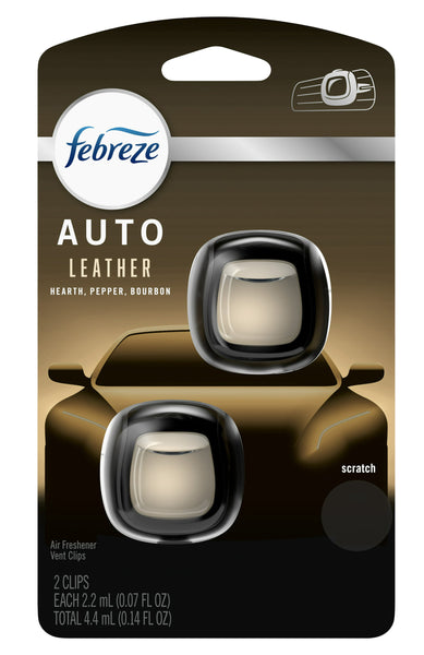 Febreze Car Air Freshener Vent Clip, Leather, 2 Count