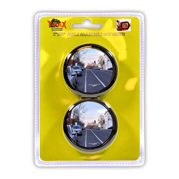 T-Rex Blind Spot Mirror, Attaches to Your Exterior Car Mirror (2" Round Adjustable (Pack with 2))