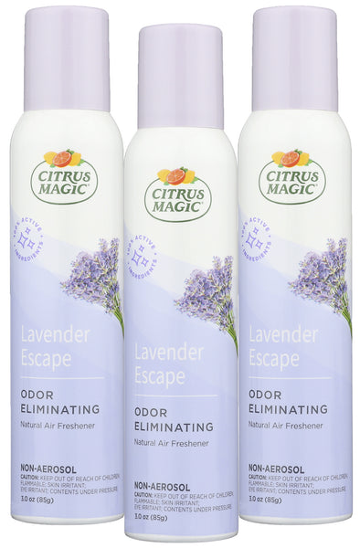 Citrus Magic Natural Odor Eliminating Air Freshener Spray, Lavender Escape Scent, 3- Ounce, 3 Pack