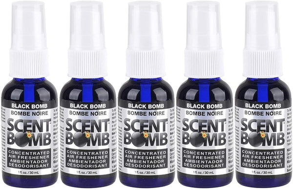 Scent Bomb Air Freshener Spray, 100 % Oil Based Concentrated Air Freshener, Air Freshener Spray for Car, Room, Bathroom and Odor Eliminator, Black Bomb, 5 Pack