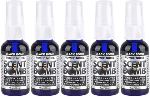 Scent Bomb Air Freshener Spray, 100 % Oil Based Concentrated Air Freshener, Air Freshener Spray for Car, Room, Bathroom and Odor Eliminator, Black Bomb, 5 Pack