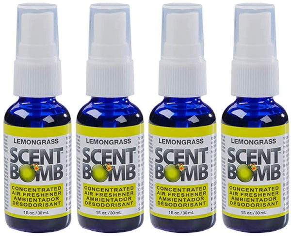 Scent Bomb Air Freshener Spray, 100 % Oil Based Concentrated Air Freshener, Air Freshener Spray for Car, Room, Bathroom and Odor Eliminator, Lemongrass, 4 Pack