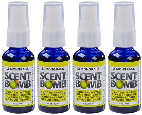 Scent Bomb Air Freshener Spray, 100 % Oil Based Concentrated Air Freshener, Air Freshener Spray for Car, Room, Bathroom and Odor Eliminator, Lemongrass, 4 Pack