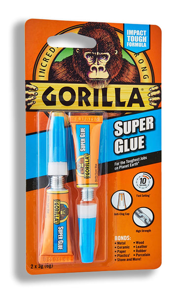 Gorilla Super Glue, 2 Tubes 0.22 oz, Clear, (Pack of 1)