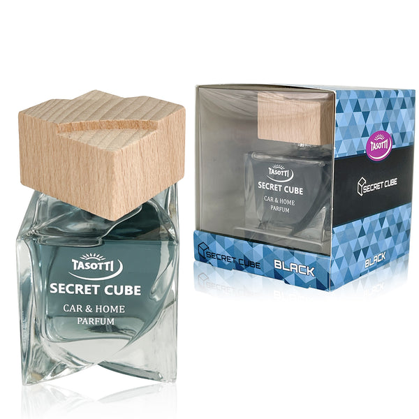 Tasotti Car Air Freshener, Luxury Perfume for Car and Home, Long-Lasting Air Freshener and Odor Eliminator, Secret Cube Collection, Black