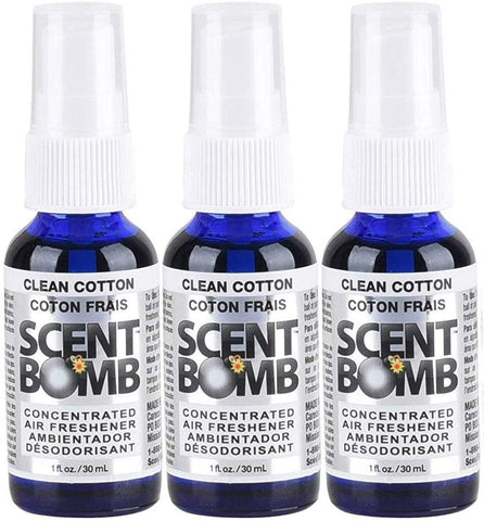 Scent Bomb Air Freshener Spray, 100 % Oil Based Concentrated Air Freshener, Air Freshener Spray for Car, Room, Bathroom and Odor Eliminator, Clean Cotton, 3 Pack