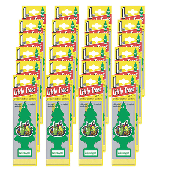 Little Trees Hanging Car and Home Air Freshener, Green Apple Scent (Pack of 24)