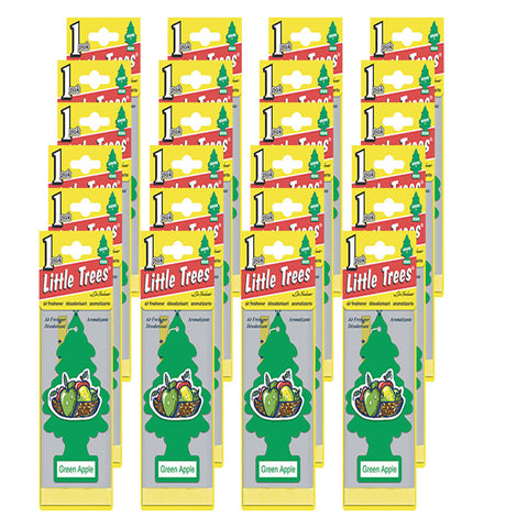 Little Trees Hanging Car and Home Air Freshener, Green Apple Scent (Pack of 24)