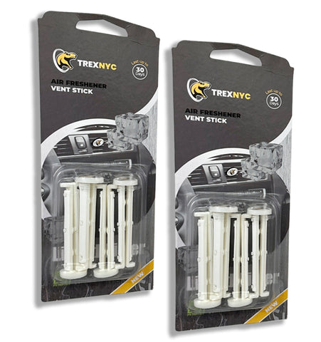 TrexNYC Car Air Fresheners Vent Sticks – Essential Car Odor Eliminator – Perfect Scented Car Accessories – For Long Lasting Fragrance up to 30 days, Liquid silver, 2 Packs