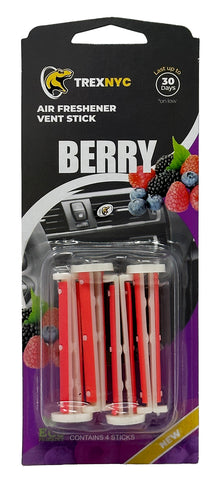 TrexNYC Car Air Fresheners Vent Sticks, Essential Car Odor Eliminator, For Long Lasting Fragrance up to 30 days, Berry