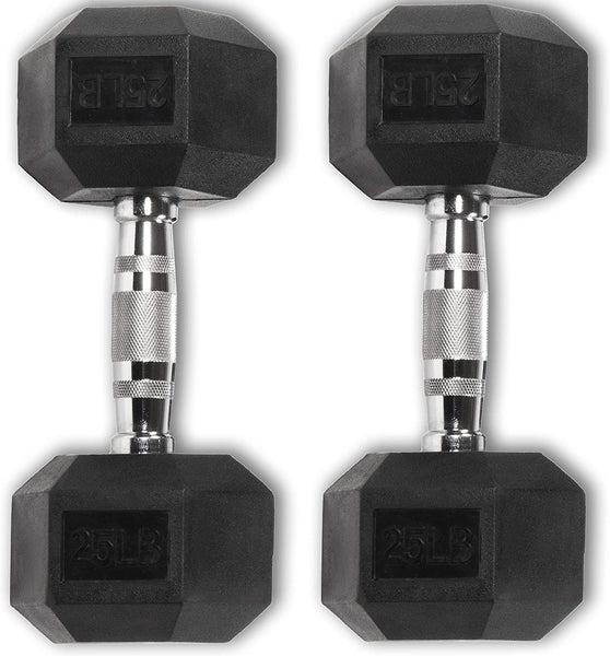 Gymnastics Power Hex Dumbbells Exercise & Fitness Weights Dumbbell for Women & Men (25 lb, Pair)